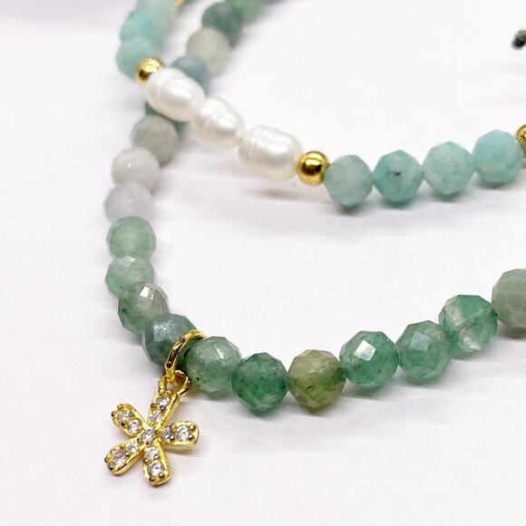 NEW Jade Stone & Amazonite Stone Layering Bracelet Set - Picture 4 of 12